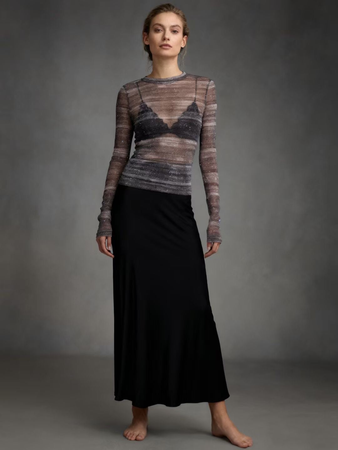 Red Dune Celestial Sheer Knit Long-Sleeve Tee