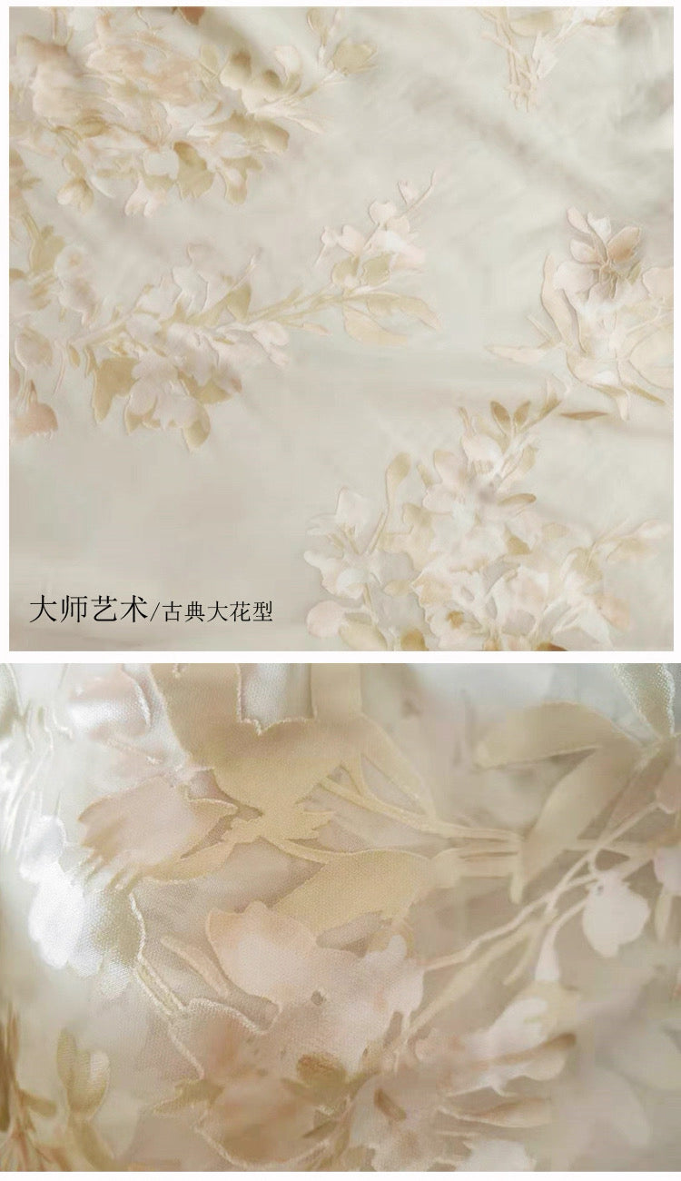 Red Dune Blush Nude Double-Layer Mulberry Silk Long Sleeve Maxi Dress