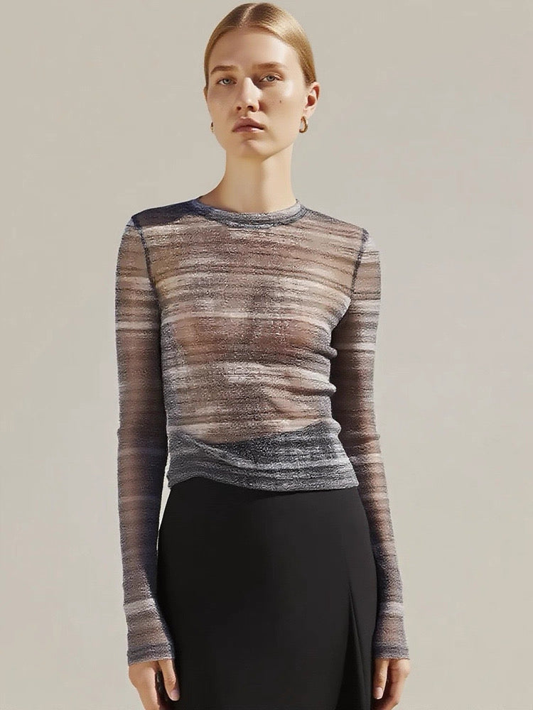 Red Dune Celestial Sheer Knit Long-Sleeve Tee