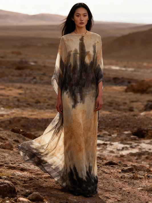 Red Dune Botanical Solar-Dye Silk Blend Long Dress