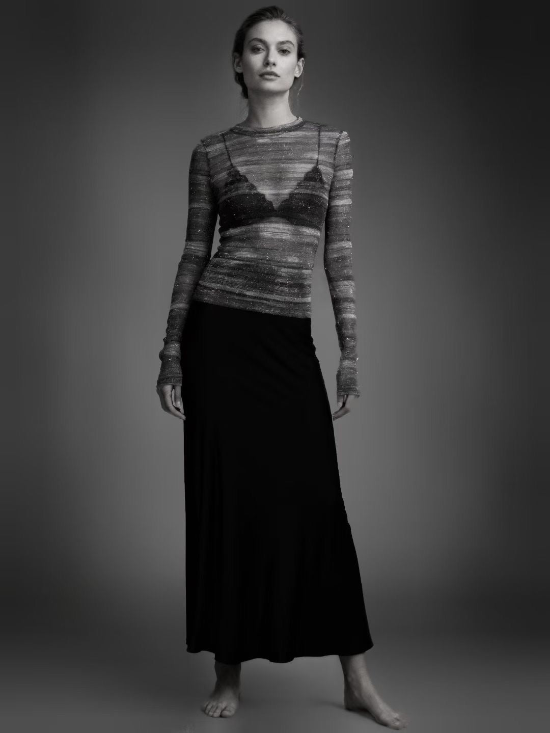 Red Dune Celestial Sheer Knit Long-Sleeve Tee