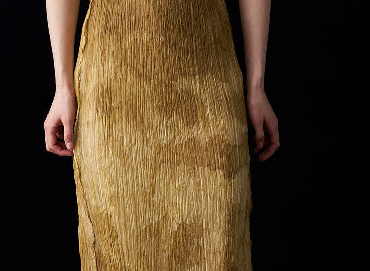 Summer New Arrival – Colour - Washed in Gobi StyleTie-Dye Mulberry Silk Sleeveless Maxi Dress with Oil-Painting Effect