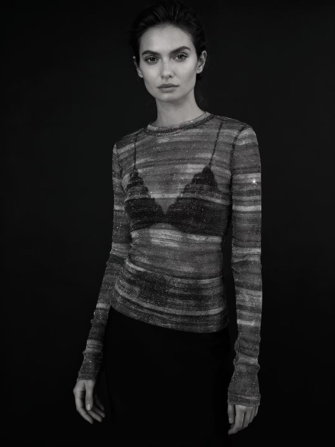 Red Dune Celestial Sheer Knit Long-Sleeve Tee