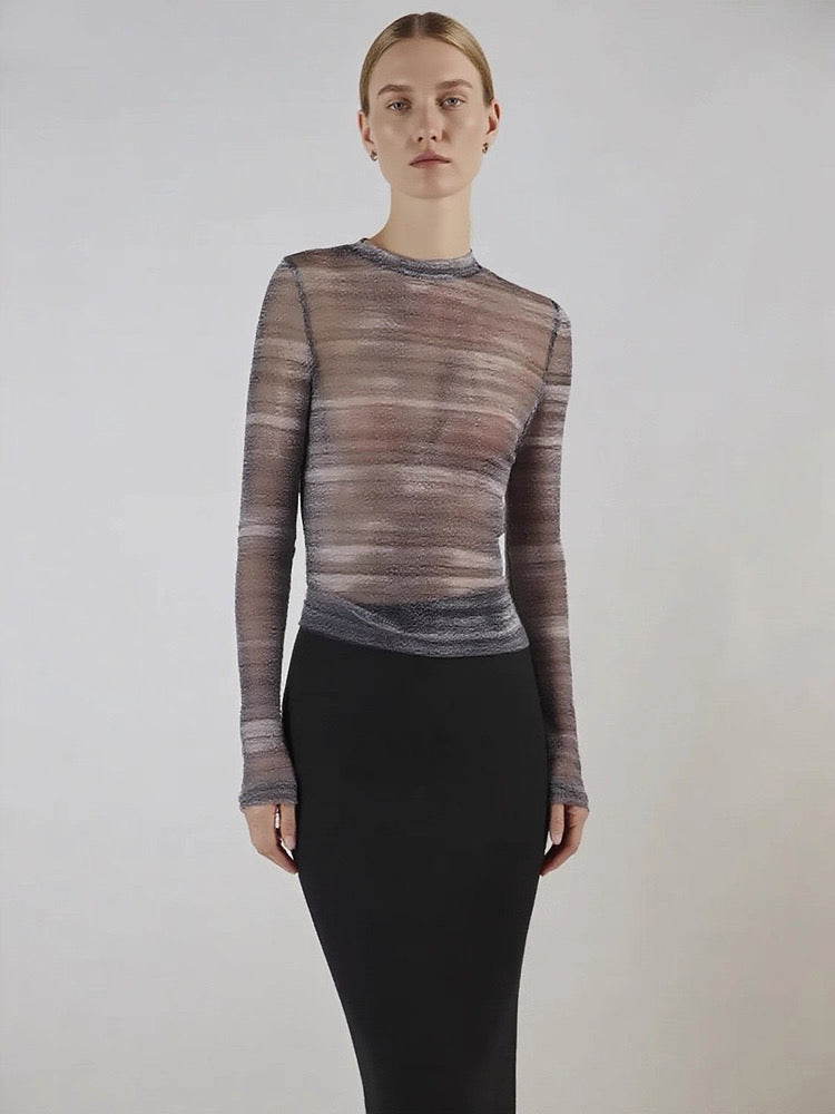 Red Dune Celestial Sheer Knit Long-Sleeve Tee