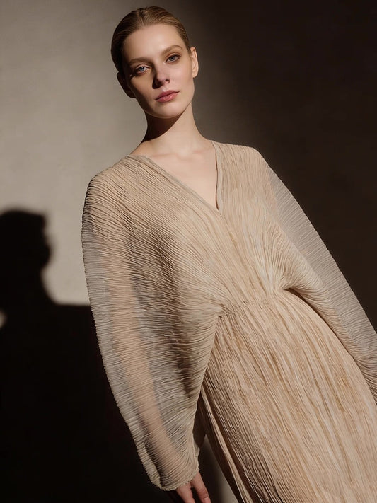 Red Dune Mulberry Silk Formal Dress – Plant-Dyed Blush Pink Maxi Gown for Weddings & Events