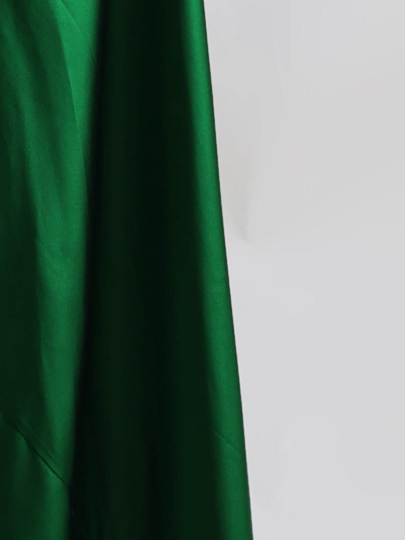 Red Dune Emerald Silk Cowl-Neck Long Dress