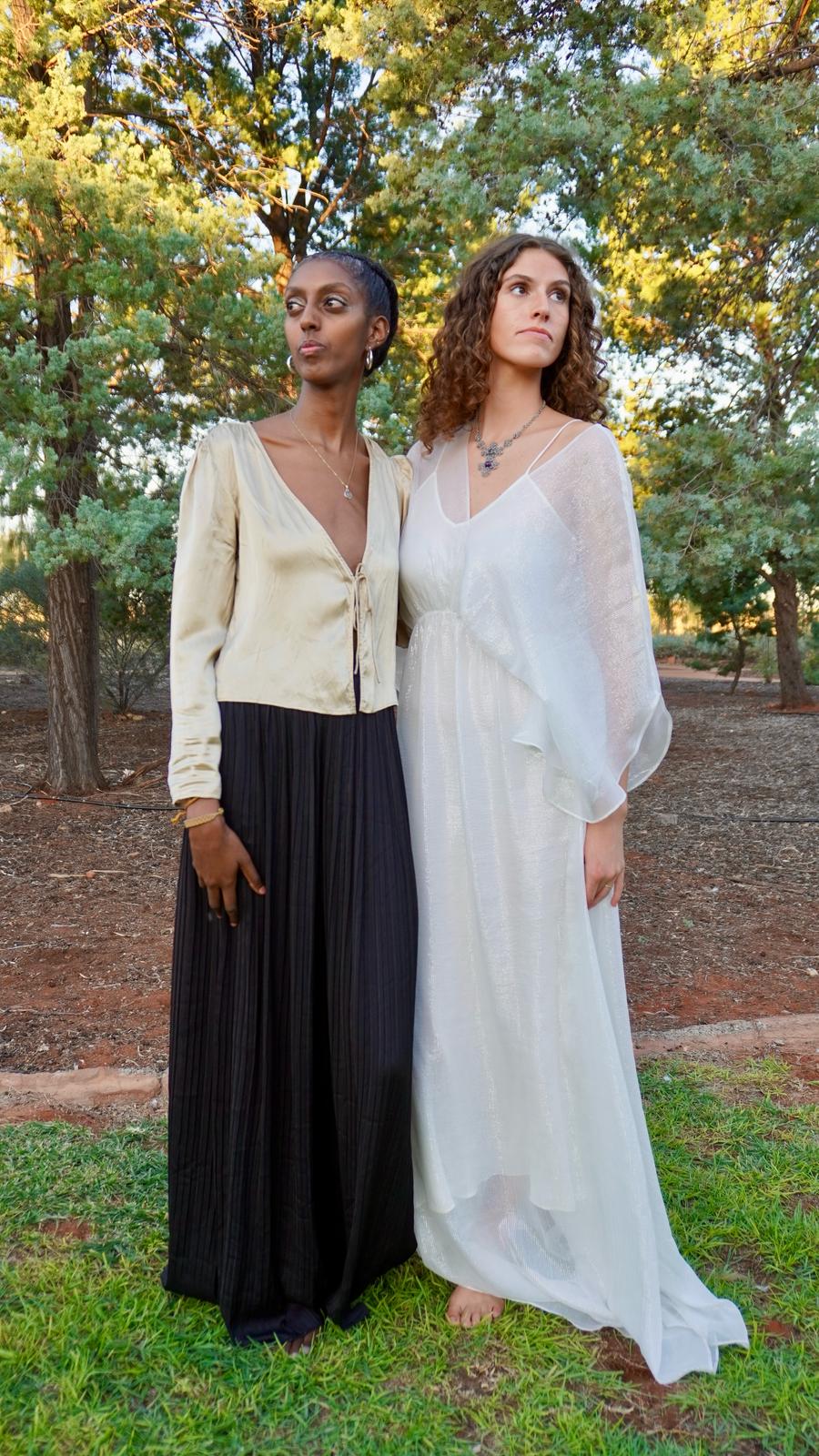 Elegant Silver Silk Dress - 100% Mulberry Silk