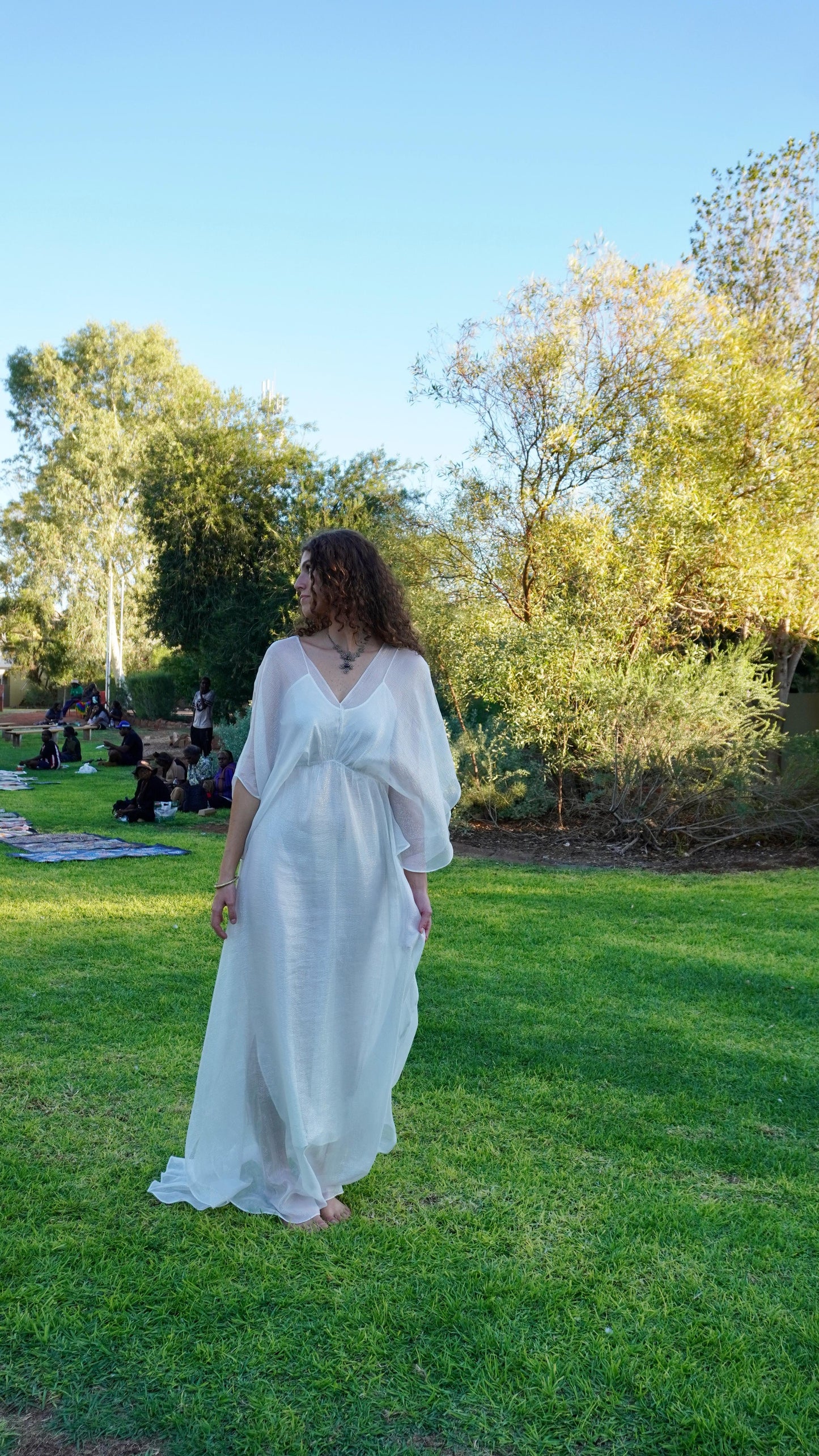 Elegant Silver Silk Dress - 100% Mulberry Silk