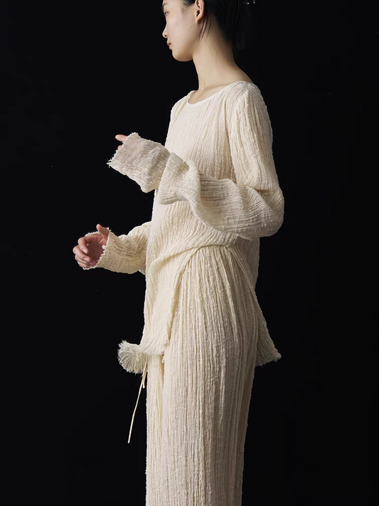 Breath of Linen – Wabi-Sabi Floor-Skimming Meditation Trousers