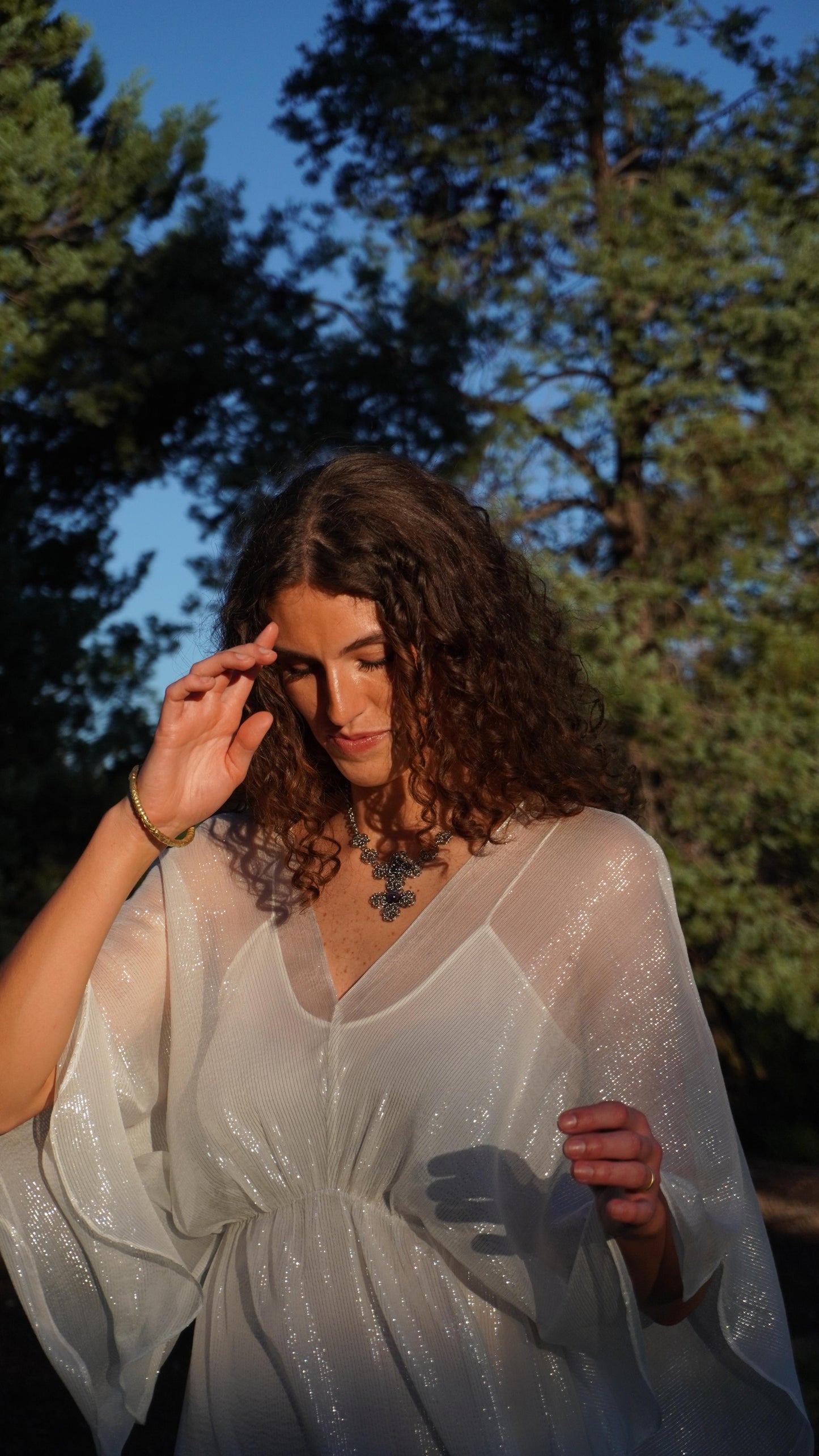 Elegant Silver Silk Dress - 100% Mulberry Silk