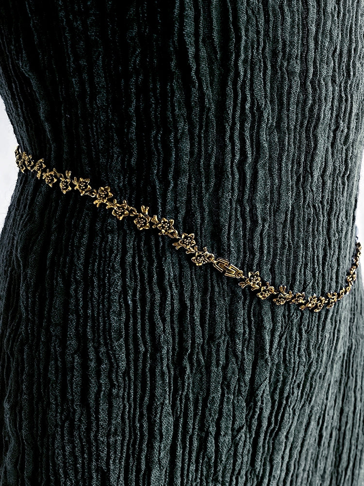 The Painter's Muse: A Sculpted Linen Mermaid Dress in  Earthy Bark & Deep Emerald