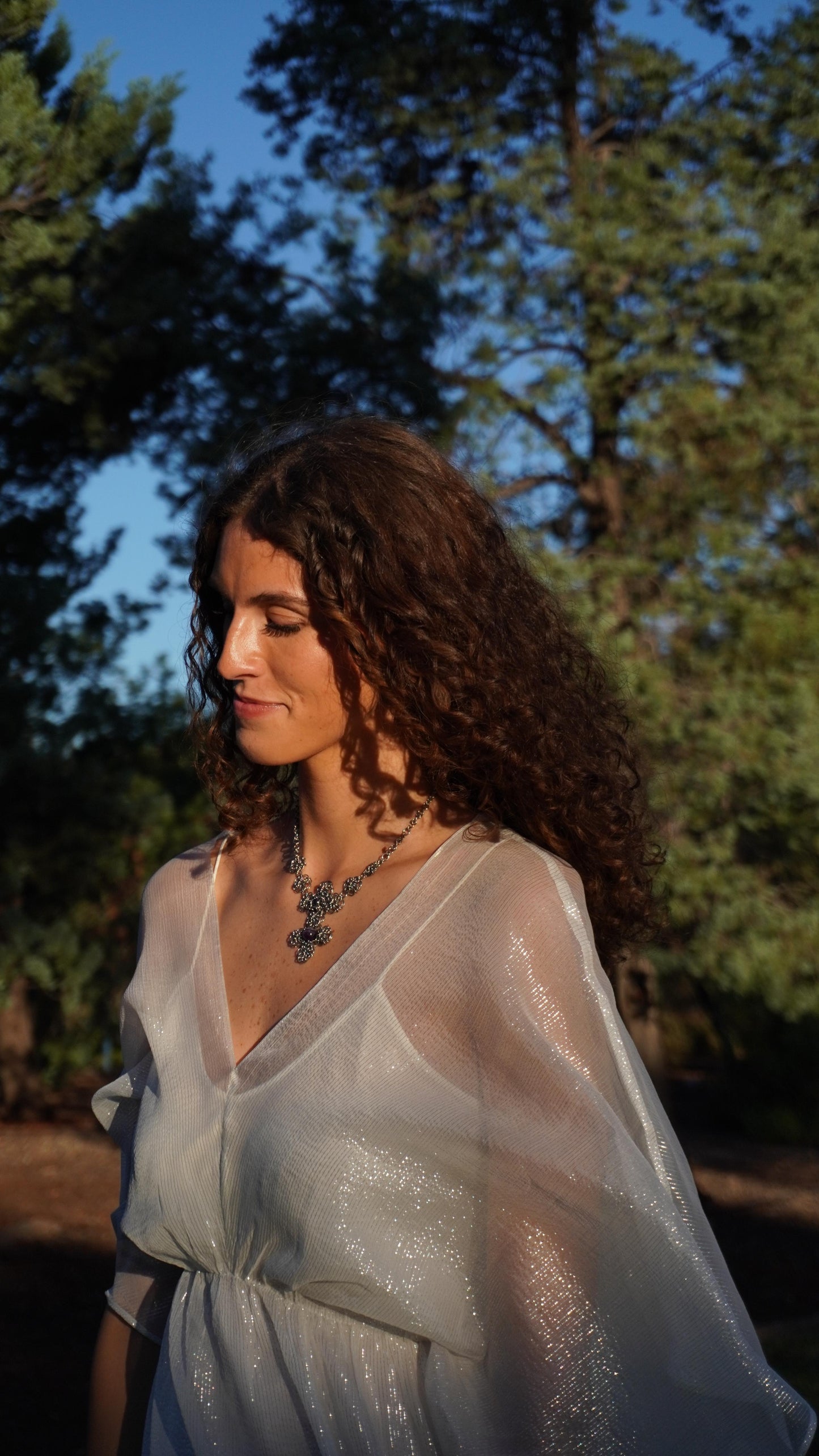 Elegant Silver Silk Dress - 100% Mulberry Silk