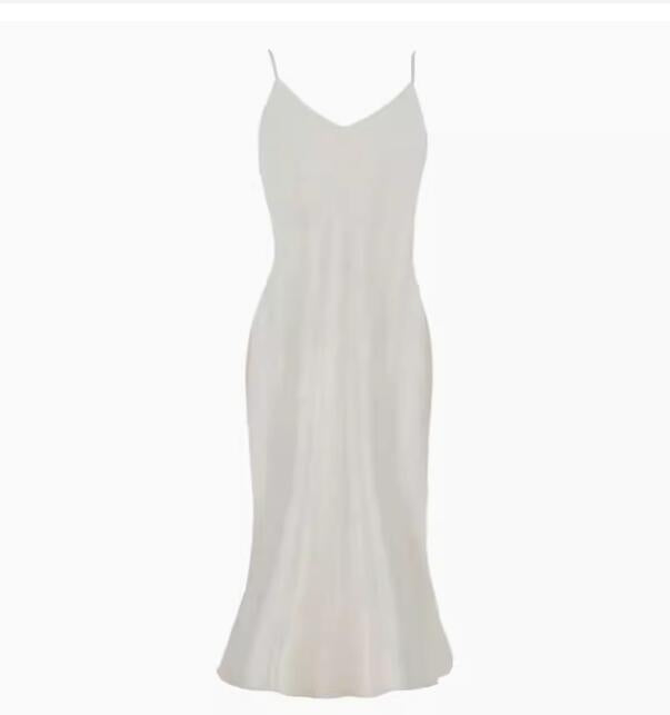 Elegant Silver Silk Dress - 100% Mulberry Silk